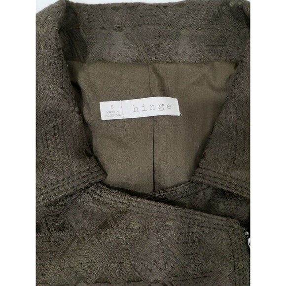 Hinge Olive Green Texture  Vest Side Zip Size S EUC A4 - Picture 4 of 7